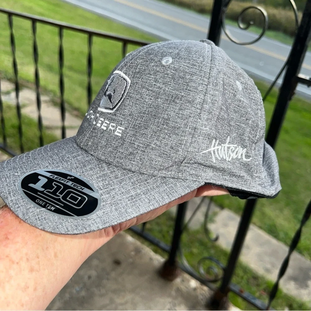John Deere Grey/Silver Cap Flex for 110 Adjustable Snapback Hat EUC
